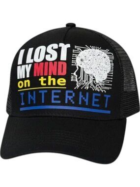 Search Black Trucker Hat Graphic Snapback One Size